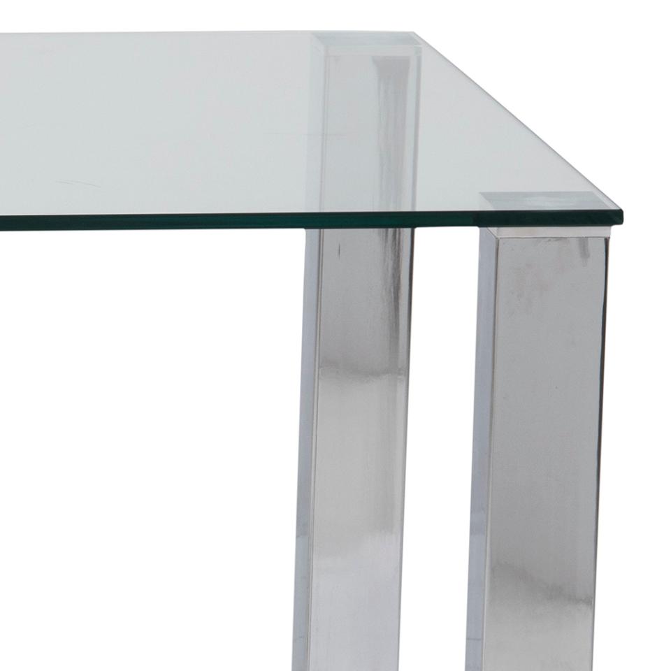 Kante Glass Top Dining Table With Stylish Chrome Legs 180cm