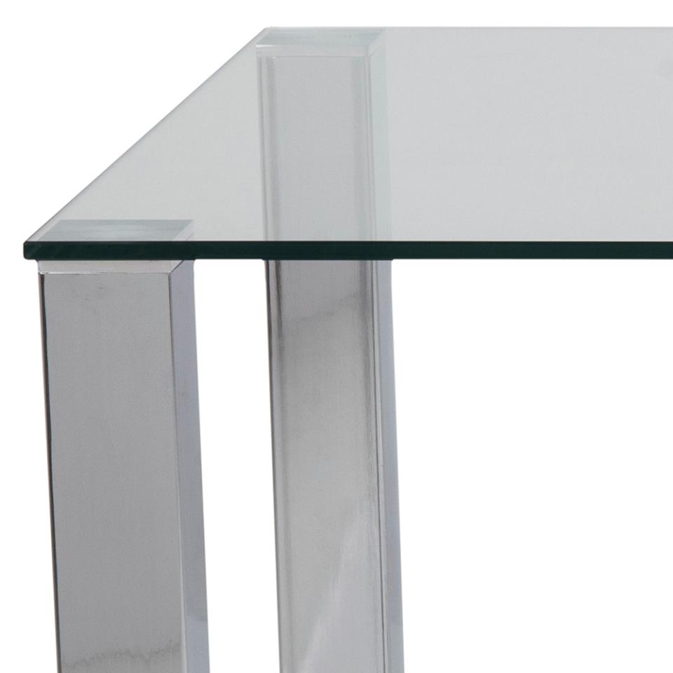 Kante Glass Top Dining Table With Stylish Chrome Legs 180cm