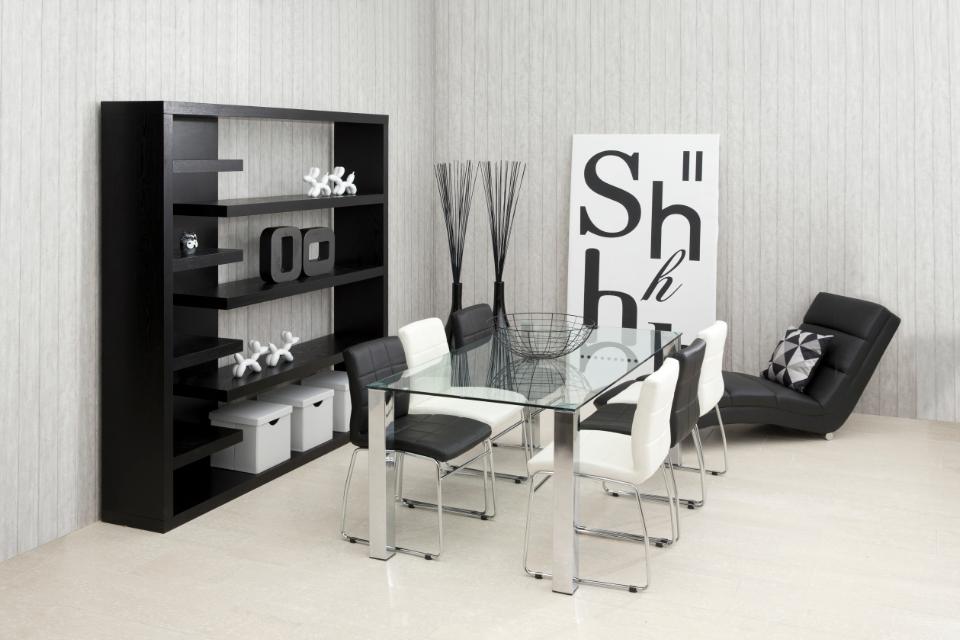 Kante Glass Top Dining Table With Stylish Chrome Legs 180cm