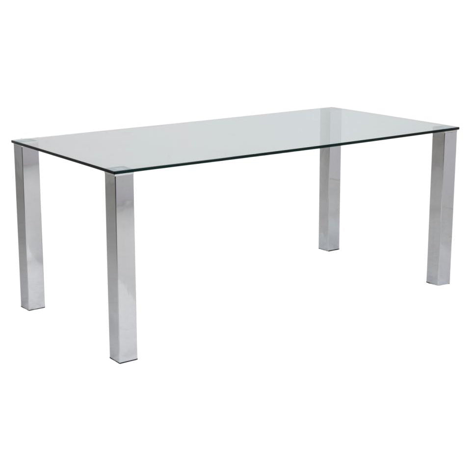 Kante Glass Top Dining Table With Stylish Chrome Legs 180cm