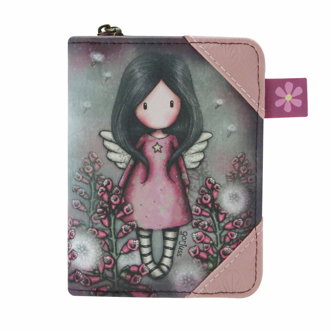 Gorjuss Little Wings Wallet- Bi Fold Wallet with Zip and Compartments Dusky Pink and Purple
