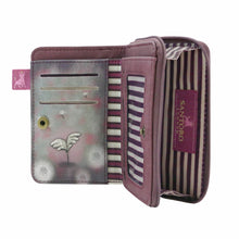 Load image into Gallery viewer, Gorjuss Little Wings Wallet- Bi Fold Wallet with Zip and Compartments Dusky Pink and Purple
