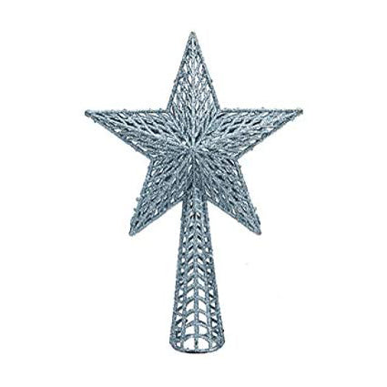 Large Glitter Christmas Star Tree Topper with Spring Base 25 x 36cm in Red, Gold, Blue, Silver, or Rose Gold