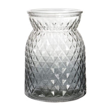 Load image into Gallery viewer, Large Lattice Waisted Vase Textured Glass Vase in Smoked Charcoal or Pink 16cm by 12cm
