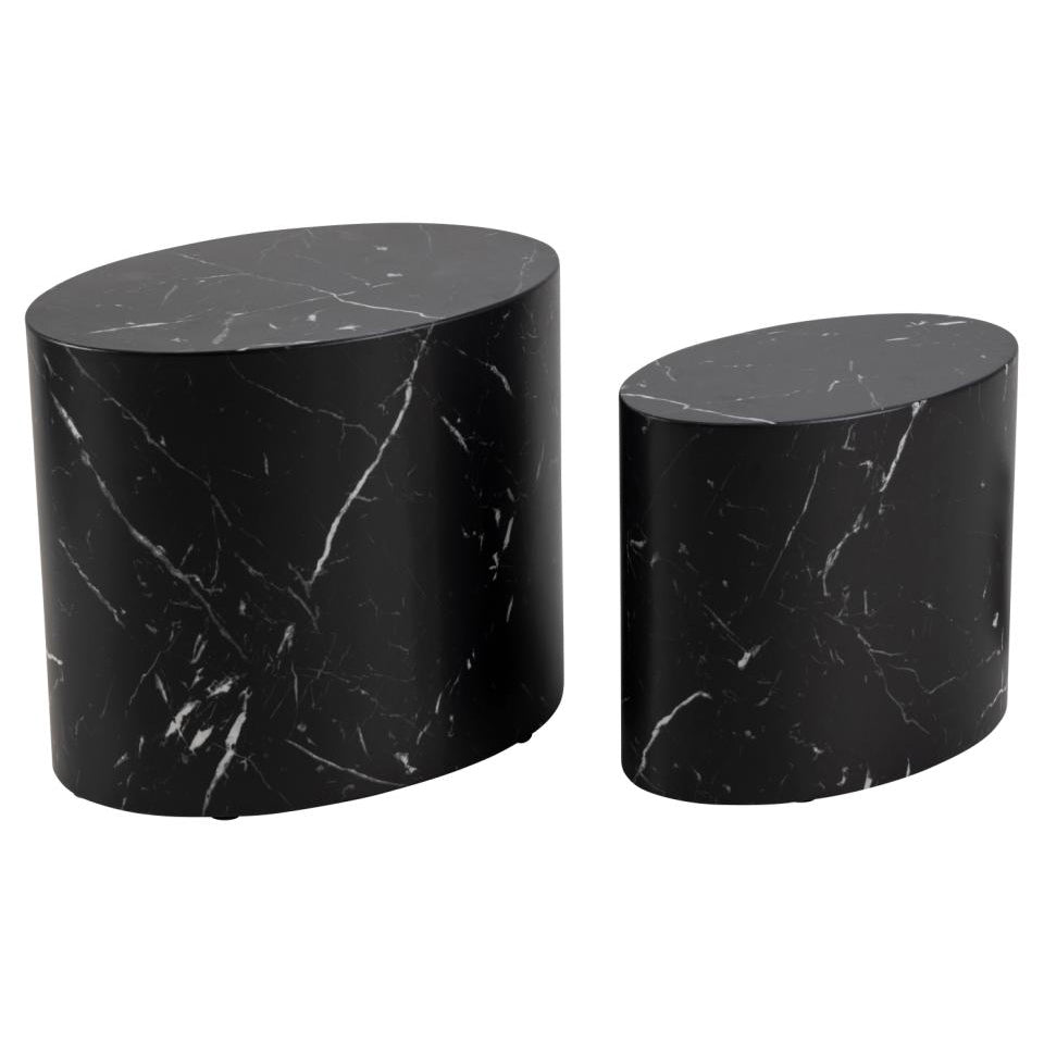 Mice Coffee Side Table Set In Beautiful Black Marble 2pcs 33x48x40cm