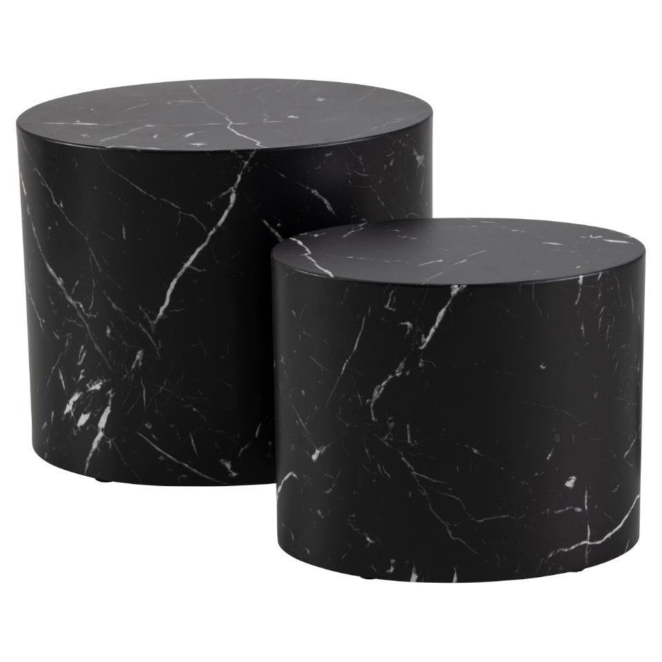 mice oval coffee table 2 set in black on a white background