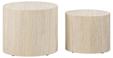 Load image into Gallery viewer, Oval Design Space Saving Mice Table Set In Travertine Stone 2pcs 33x48x40cm
