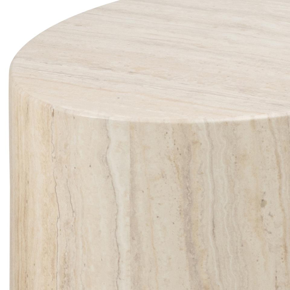 Mice Coffee Side Table Set In Travertine 2pcs Oval Design Space Saving Furniture 33x48x40cm