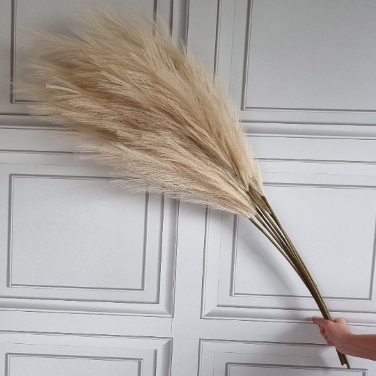 Large Faux Pampas Grass Single Stem 115cm Tall Fluffy Artificial Dried Flower Décor Many Colours Decor Decorative