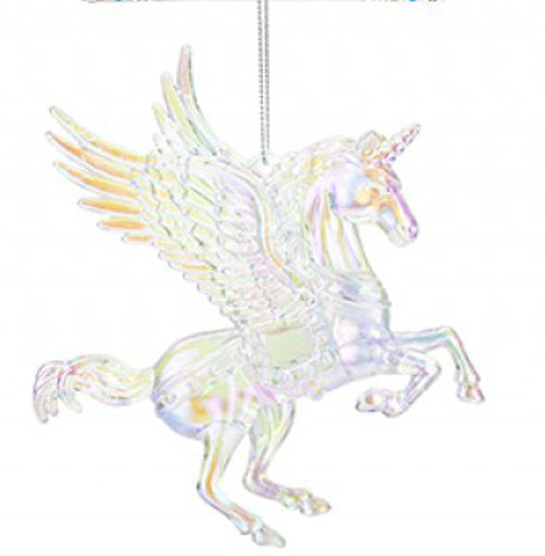 Iridescent Shimmer Pegasus Hanging Christmas Decoration Magical Flying Unicorn Fairy Tale Themed Xmas Tree Pendant