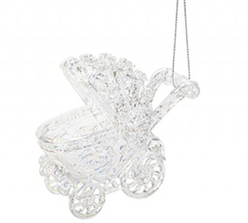 Iridescent Shimmer Pram or Buggy Baby Carriage  Hanging Christmas Decoration Magical Fairy Tale Themed Xmas Tree Pendant