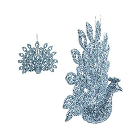 Sparkly Peacock All Over Glitter Hanging Decoration for your Christmas Tree in Red, Gold, Blue, Silver, or Rose Gold