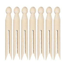 Load image into Gallery viewer, Pack of 7 Wooden Dolly Pegs in Plain Natural or Rainbow
