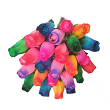 Load image into Gallery viewer, Bouquet Of 24 Mixed Bright Two Tone Wooden Roses - Rainbow Ombre
