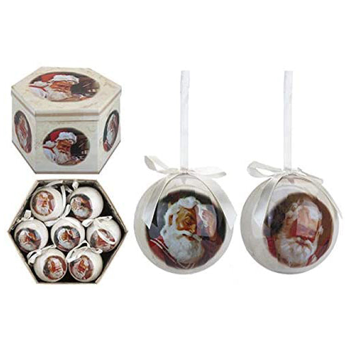 Traditional Santa Baubles in a box, Classic Father Christmas Scene Baubles in Gift box 14 Polyfoam 3