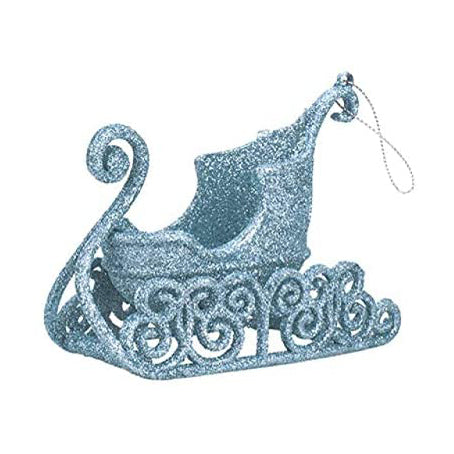 Glitter Sleigh Hanging Christmas Tree Decoration in Red, Gold, Blue, Silver, or Rose Gold