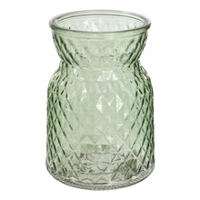 Load image into Gallery viewer, Small Modern Shaped Vase Lattice Texture Glass Vase 13cm x 9cm, Pastel Pink, Green, or Clear

