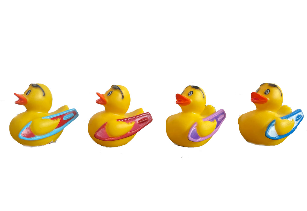 Surfer Ducks, Set of 4 Rubber Surfing Ducks With Surf Boards. 'Surfer Ducks' from Ducks in Disguise
