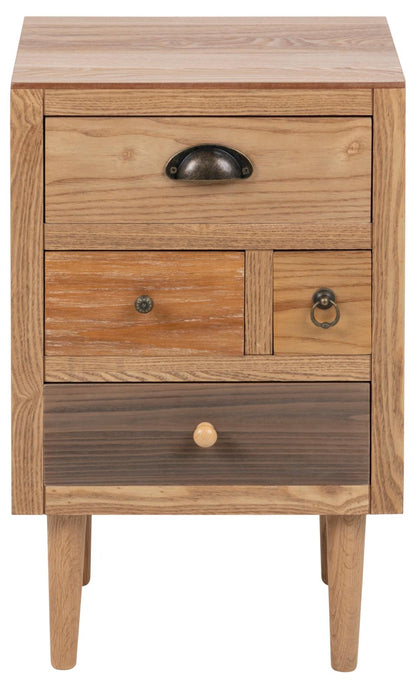 Stylish Thais Ash Veneer Brown Bed Side Table In On Trend Multicoloured Design 36x30x59cm