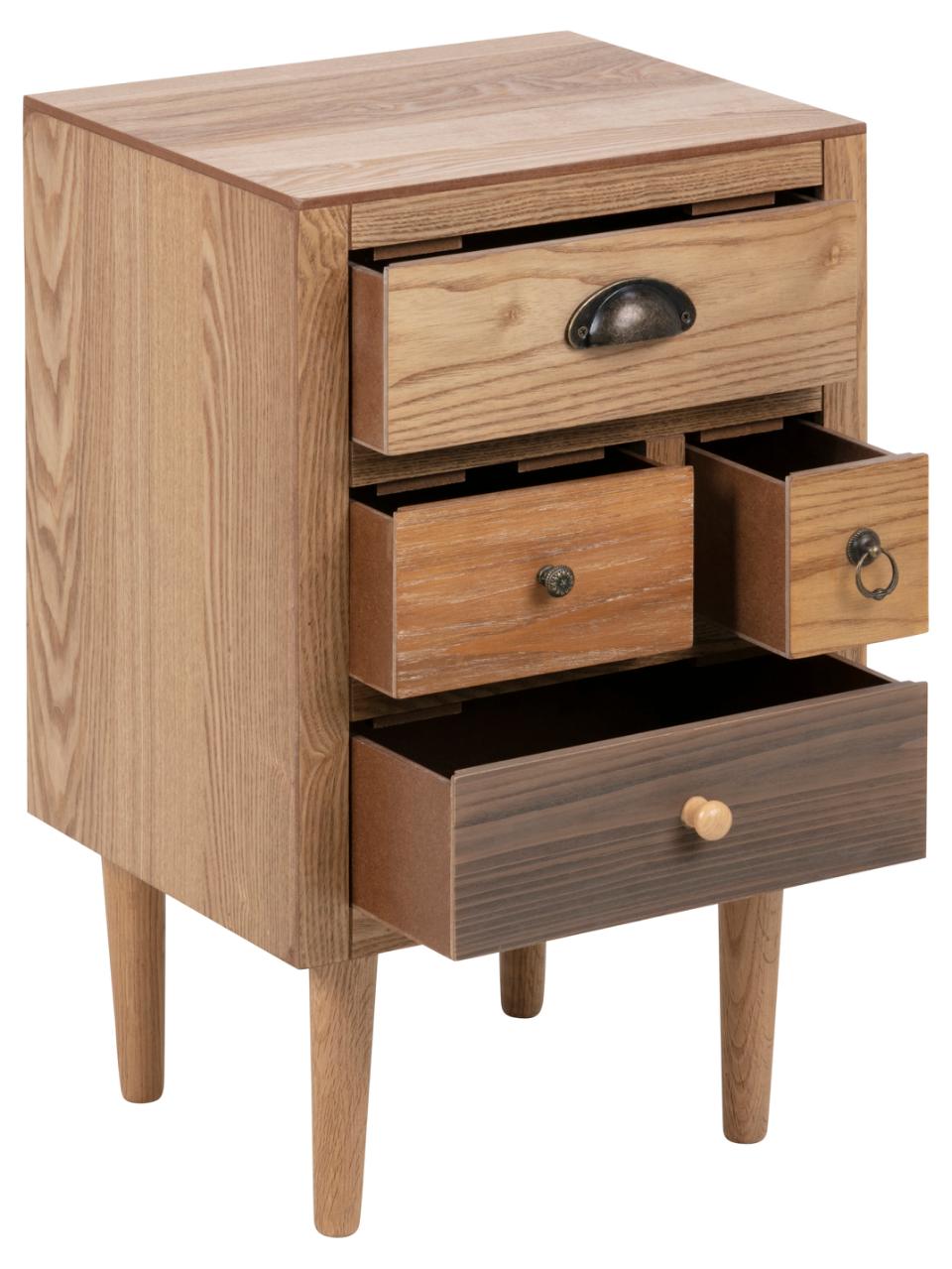 Stylish Thais Ash Veneer Brown Bed Side Table In On Trend Multicoloured Design 36x30x59cm