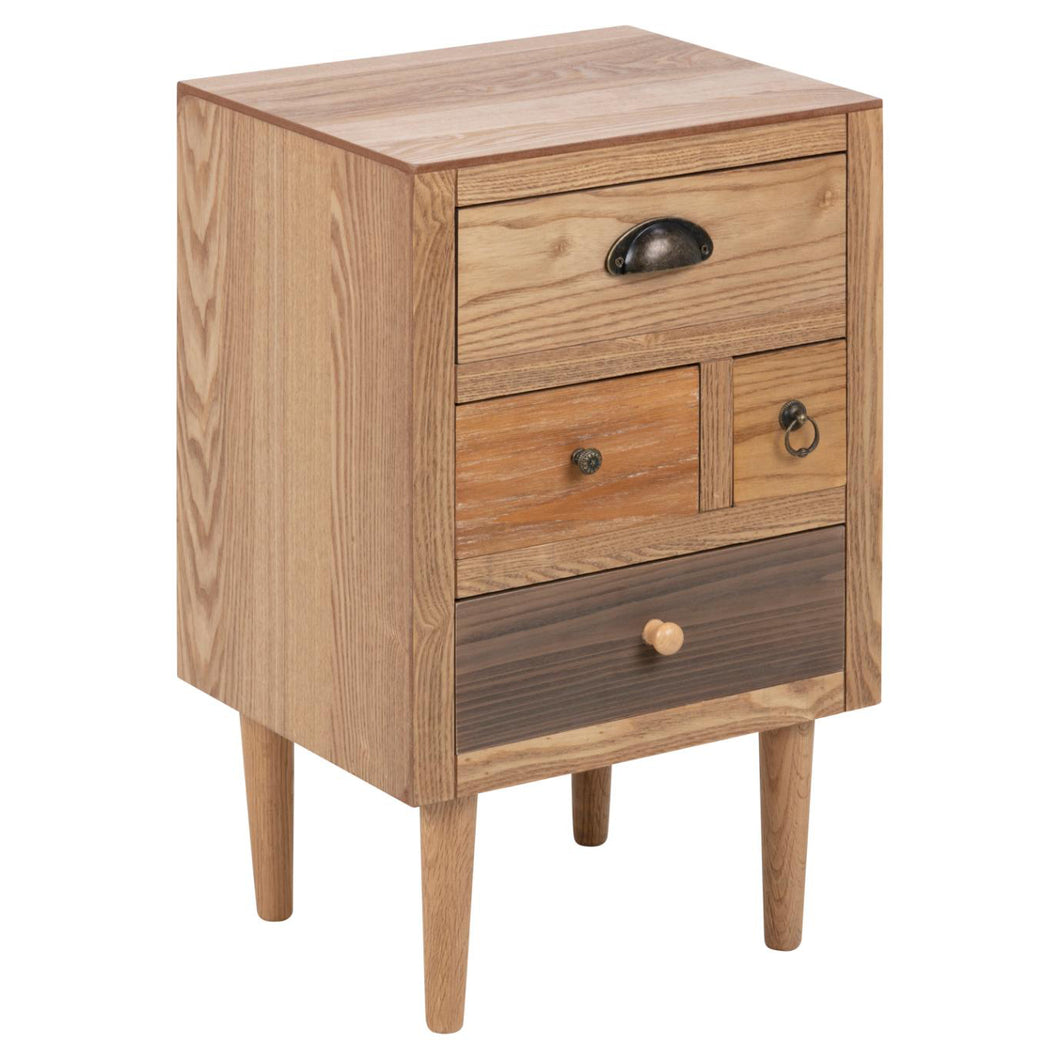 Stylish Thais Ash Veneer Brown Bed Side Table In On Trend Multicoloured Design 36x30x59cm