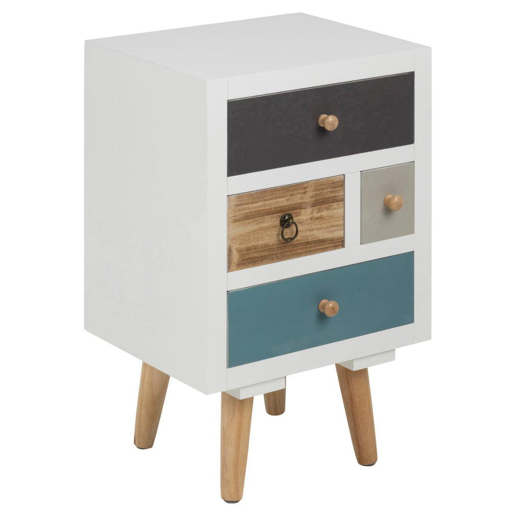 Stylish Thais White Bed Side Table In On Trend Multicoloured Design 36x30x59cm