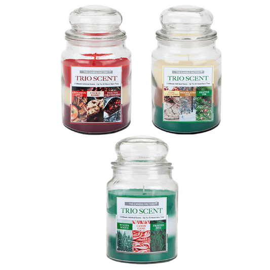 Christmas Three Tier Winter Scented 18oz Trio Jar Candle in 3 Festive Fragrances