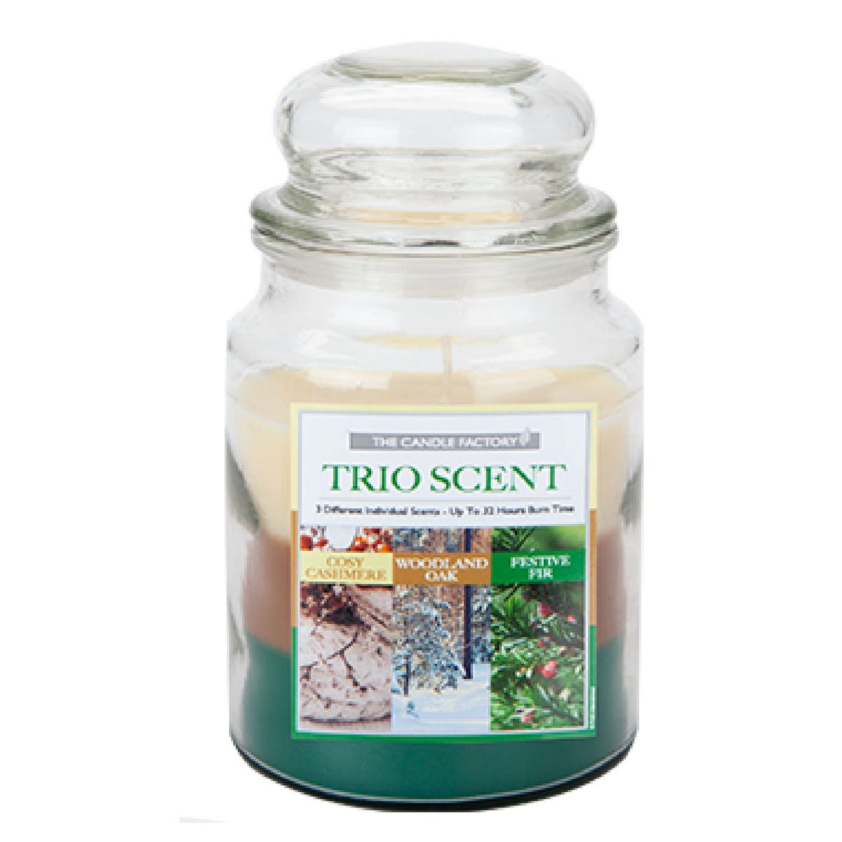 Christmas Three Tier Winter Scented 18oz Trio Jar Candle in 3 Festive Fragrances