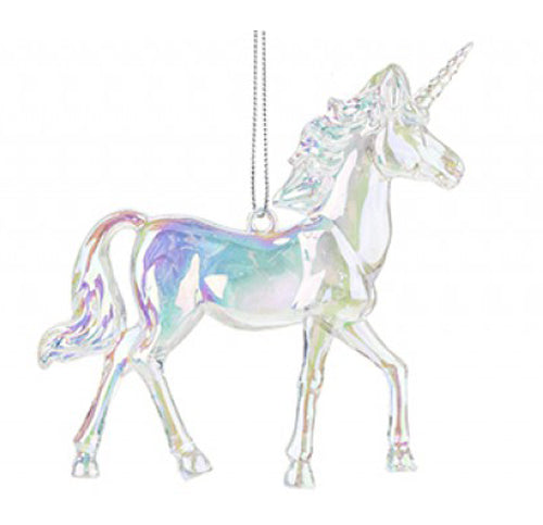 Iridescent Shimmer Unicorn Hanging Christmas Decoration Magical Fairy Tale Themed Xmas Tree Pendant Holographic Lightweight