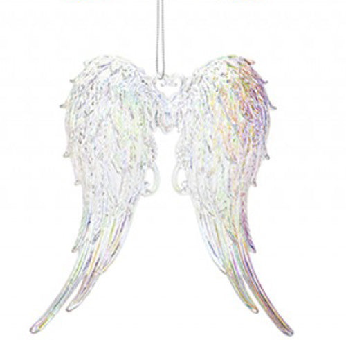 Iridescent Shimmer Angel Wings Hanging Christmas Decoration Magical Fairy Tale Themed Xmas Tree Pendant