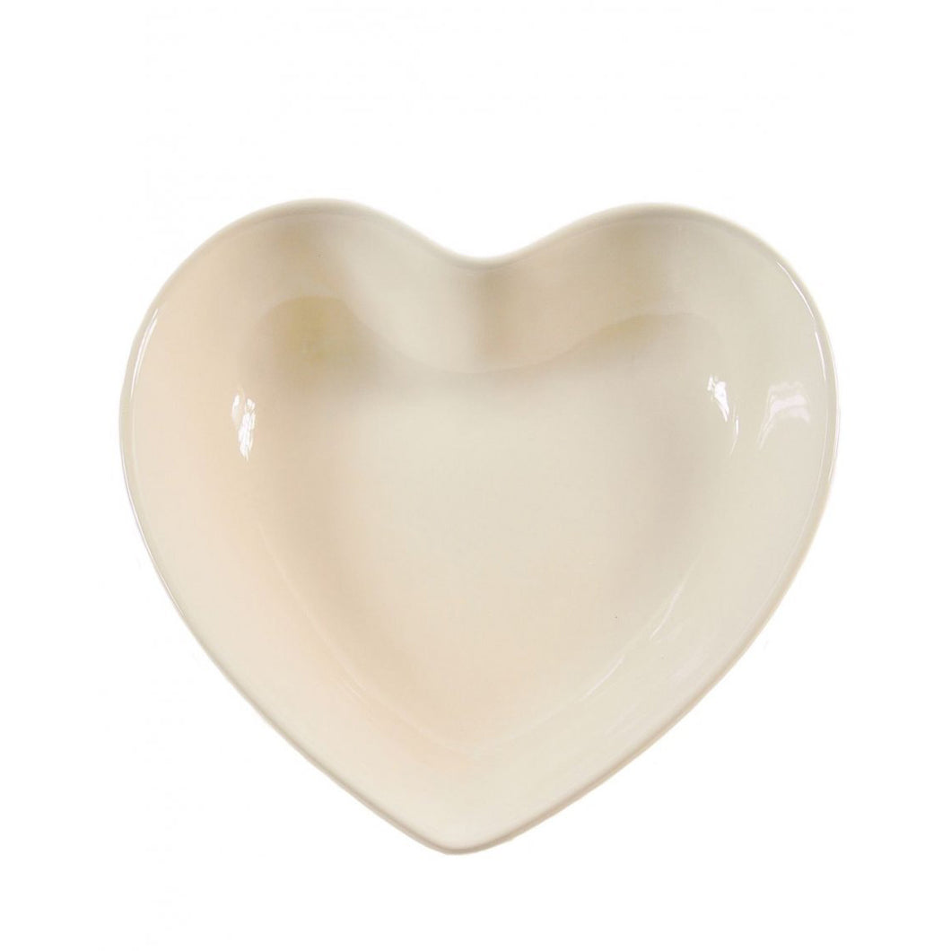 Heart Shaped Ceramic Heart Bowl in Black or Cream Glossy Finish 24x24x6