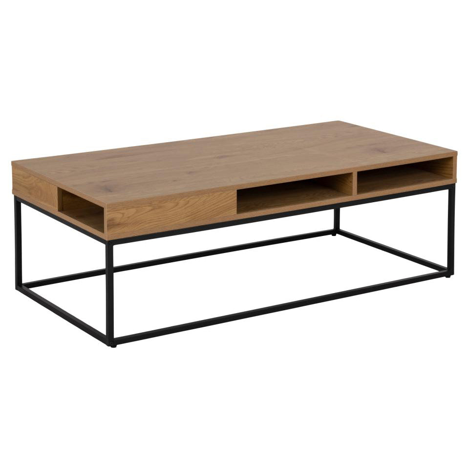 Willford Spacious Storage Coffee Table With Shelf And Drawer, Oak 120 cm