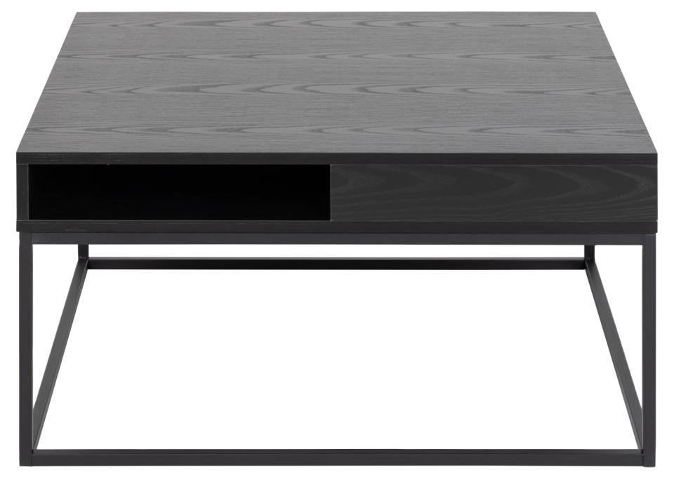 Willford Black Spacious Storage Coffee Table With Shelf And Drawer 80cm