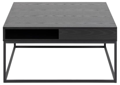 Willford Black Spacious Storage Coffee Table With Shelf And Drawer 80cm