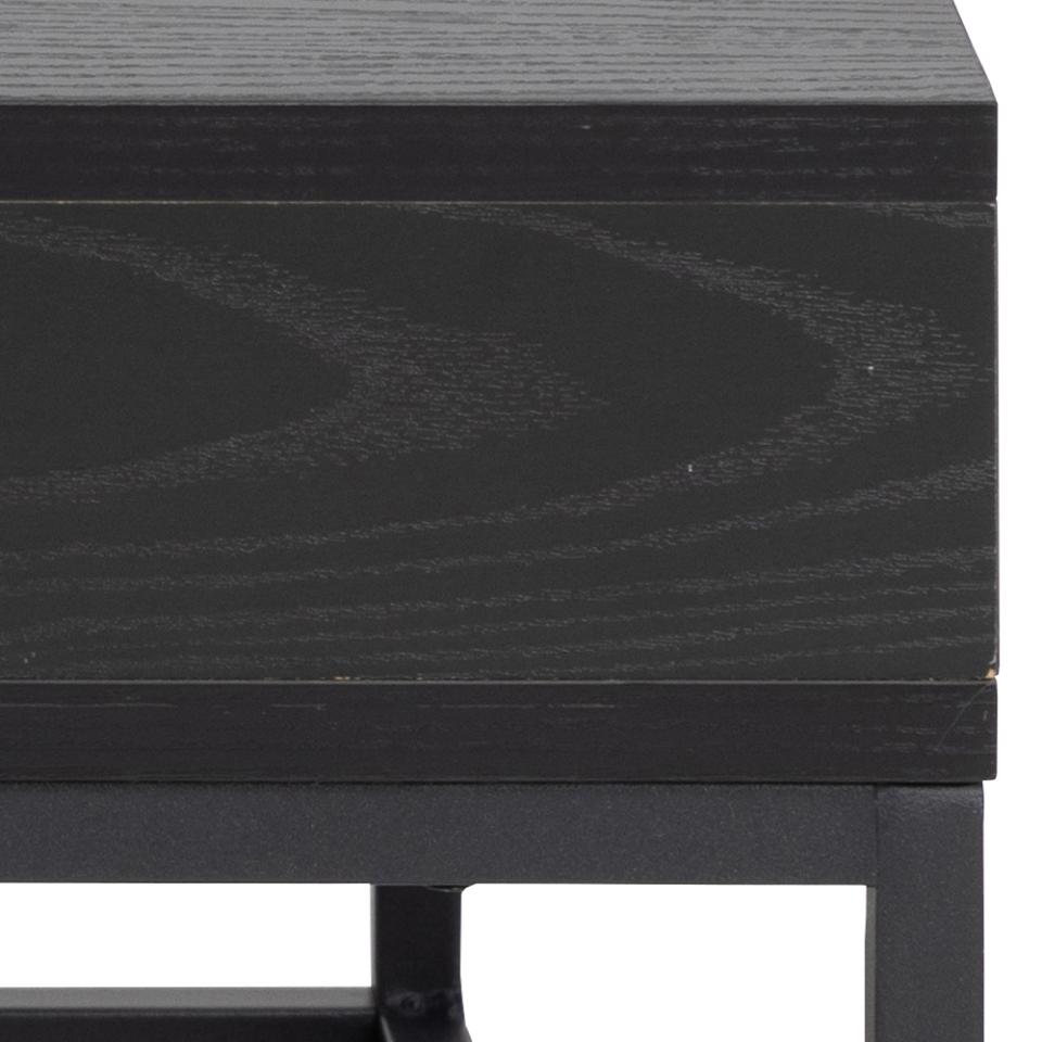 Willford Black Spacious Storage Coffee Table With Shelf And Drawer 80cm