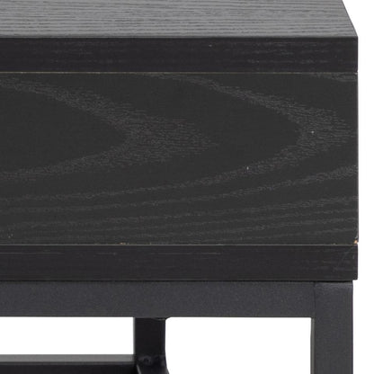 Willford Black Spacious Storage Coffee Table With Shelf And Drawer 80cm
