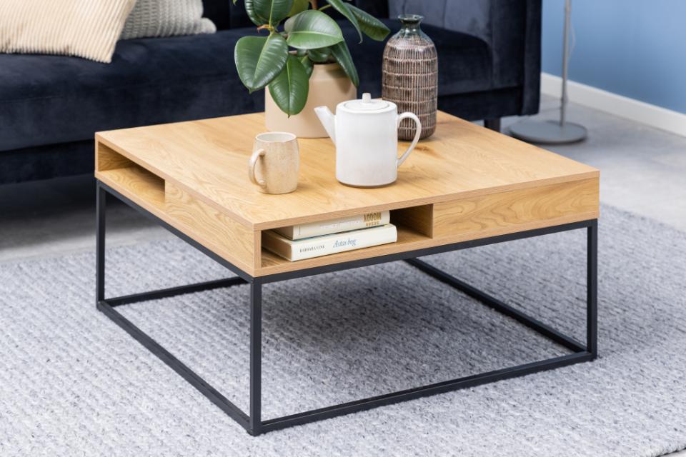 Willford Spacious Storage Coffee Table With Shelf And Drawer In Oak 80cm