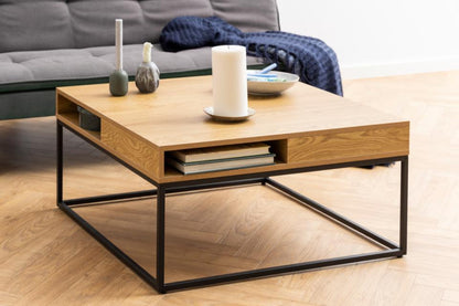 Willford Spacious Storage Coffee Table With Shelf And Drawer In Oak 80cm