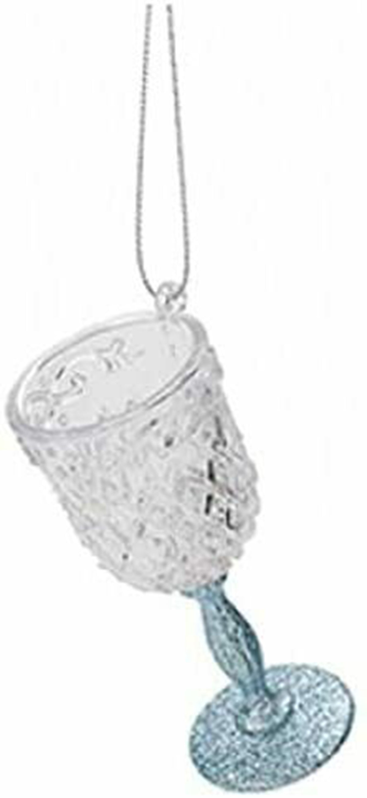 Wine Glass Christmas Tree Glitter Decoration, Glass look Acrylic Hanging in Blue, Rose Gold, Champagne Gold, or Silver