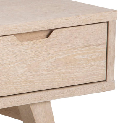 A-Line Long TV Unit With 2 Drawers And Shelf In White Oiled Oak 1.5m 150x40x45cm