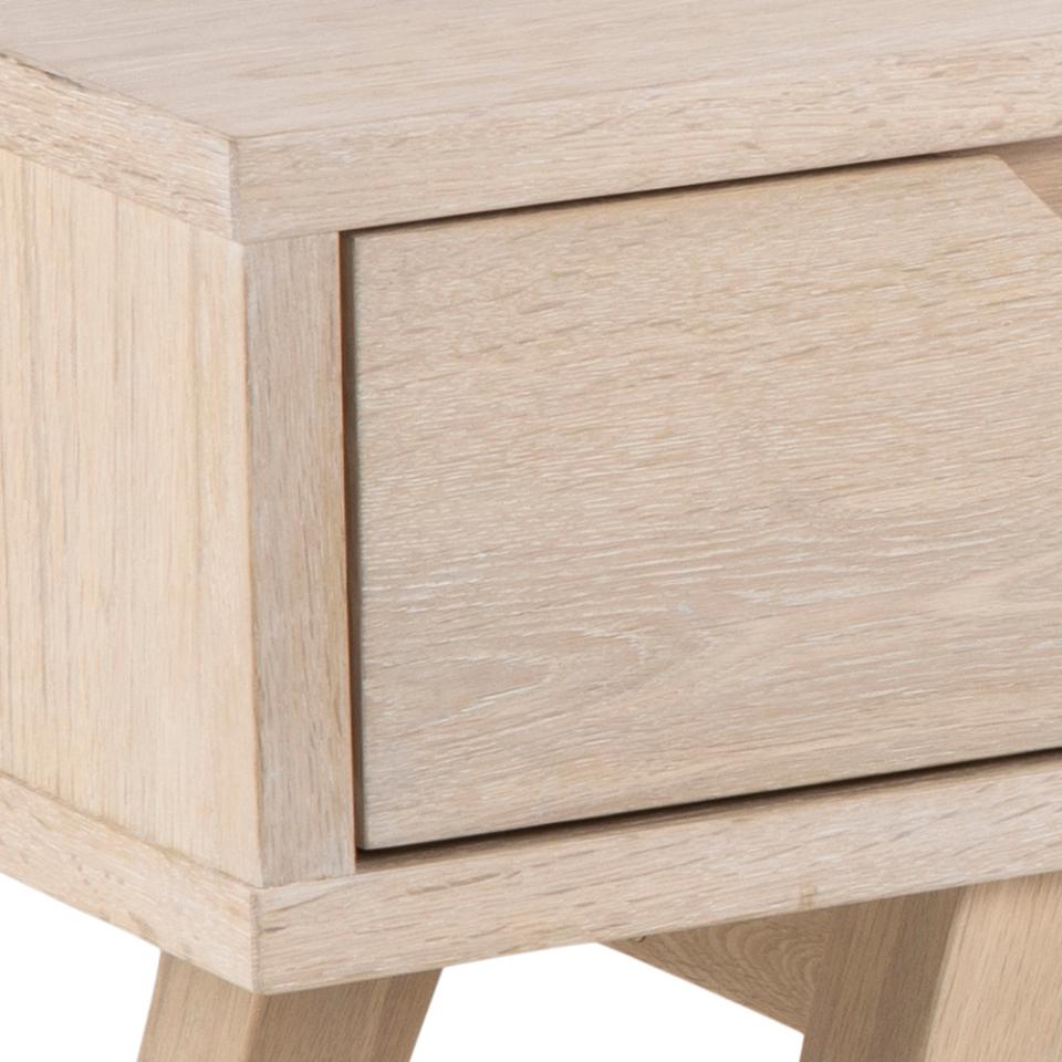 A-Line Long TV Unit With 2 Drawers And Shelf In White Oiled Oak 1.5m 150x40x45cm