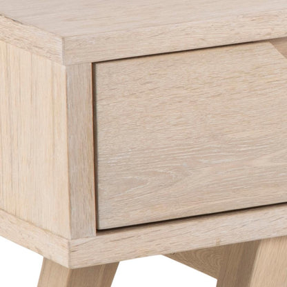 A-Line Long TV Unit With 2 Drawers And Shelf In White Oiled Oak 1.5m 150x40x45cm