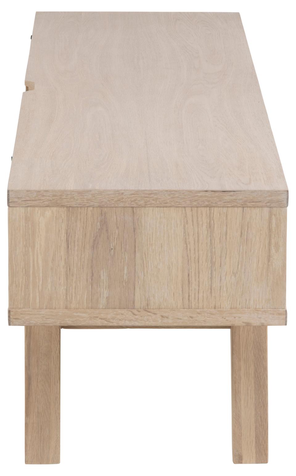 A-Line Long TV Unit With 2 Drawers And Shelf In White Oiled Oak 1.5m 150x40x45cm