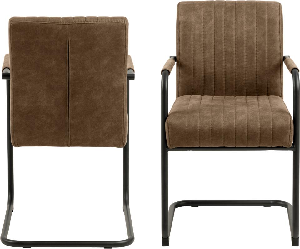 Adele Designer Dining Chair With Armrest Pocket Springs And Vertical Stitching, Set Of 2 Chairs