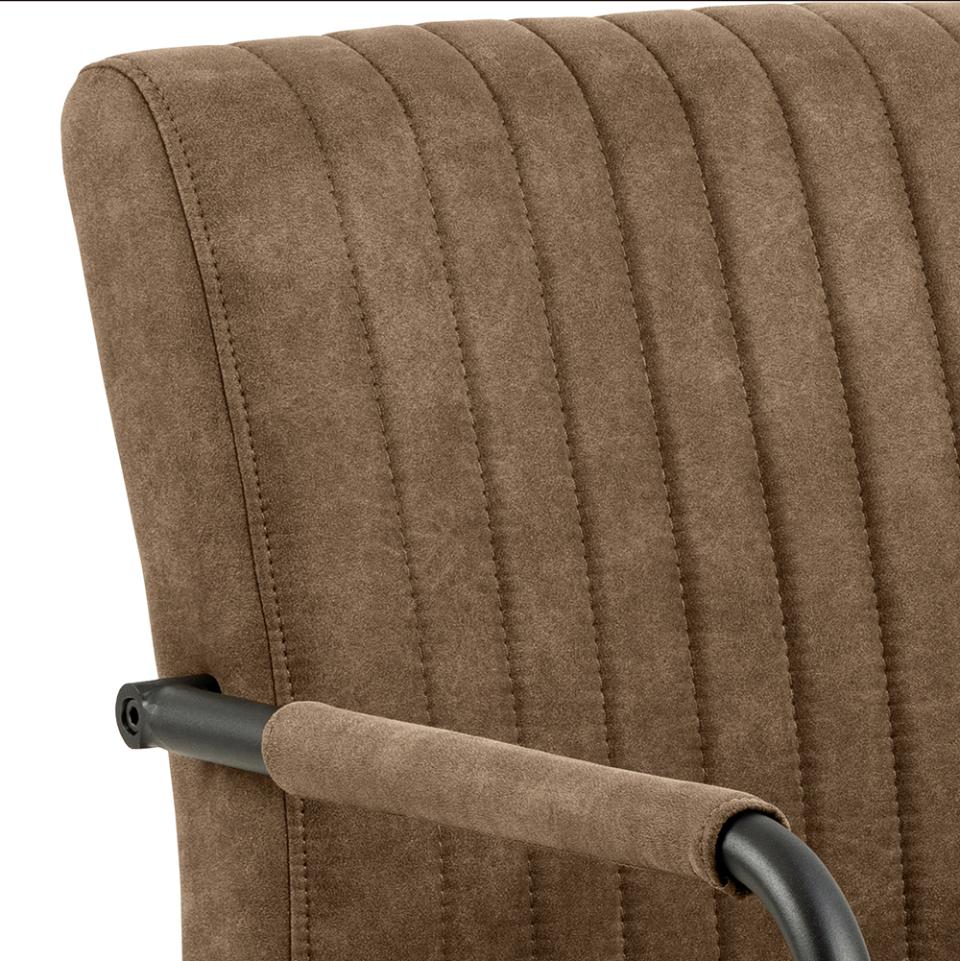 Adele Designer Dining Chair With Armrest Pocket Springs And Vertical Stitching, Set Of 2 Chairs