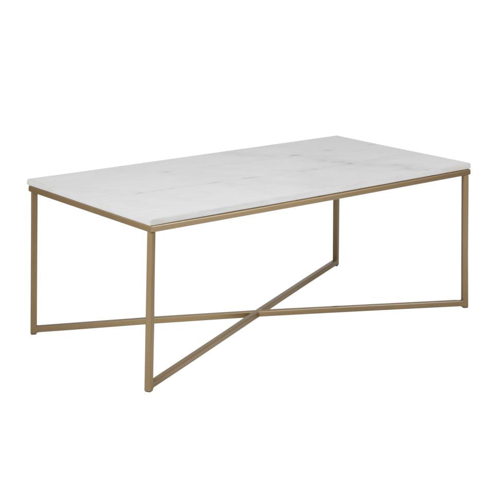 Alisma Rectangle Marble Coffee Table With Brass Base 120 x 60 cm