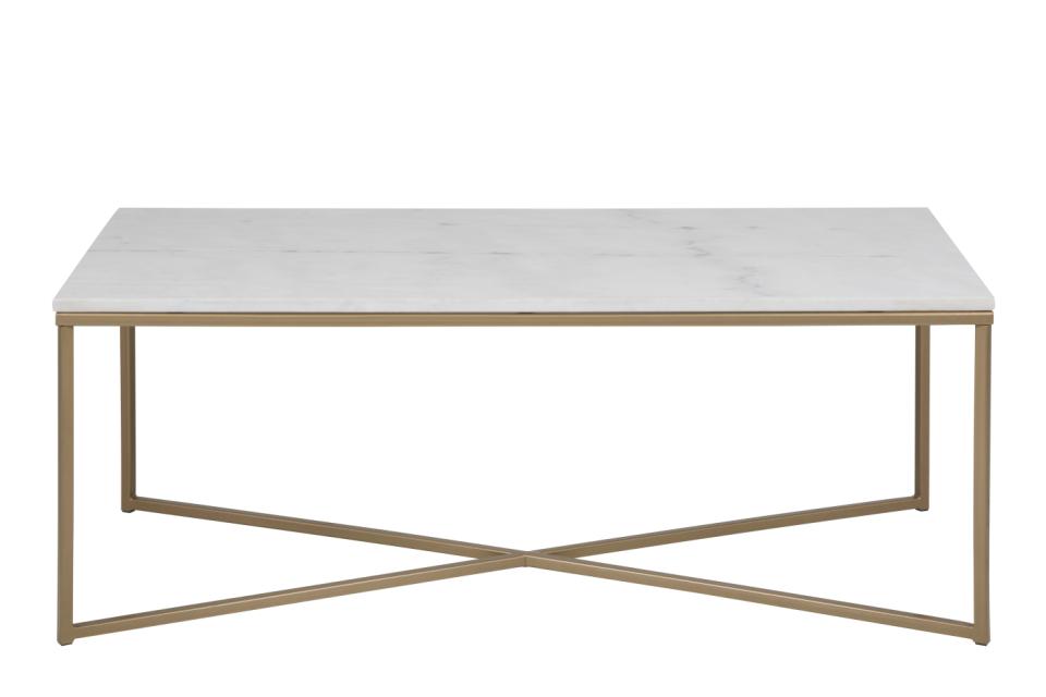 Alisma Rectangle Marble Coffee Table With Brass Base 120 x 60 cm