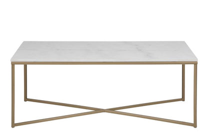 Alisma Rectangle Marble Coffee Table With Brass Base 120 x 60 cm