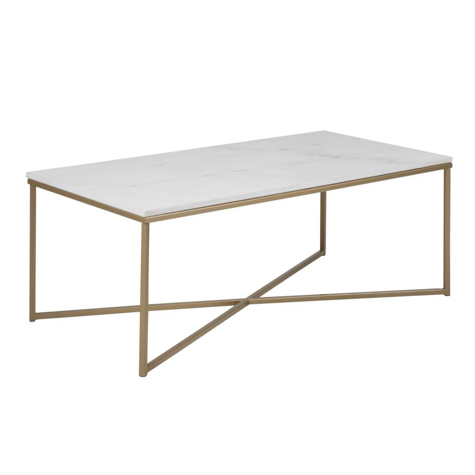 Alisma Rectangle Marble Coffee Table With Brass Base 120 x 50 cm