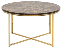 Load image into Gallery viewer, Alisma Round Coffee Table With Stylish Brown Marble Top And Gold Base 80cm
